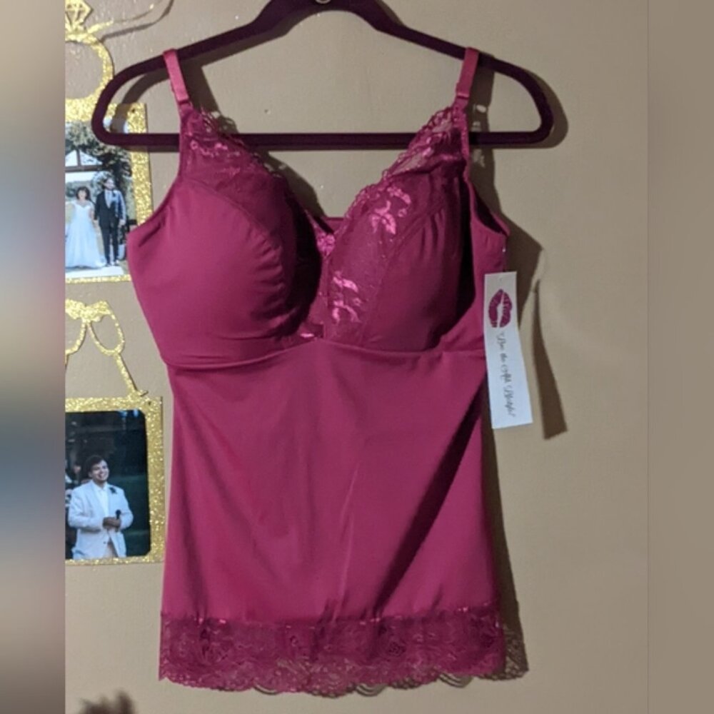 Mauve/Burgundy Lace Camisole Shape wear Cami Women's 1X Rhonda Shear